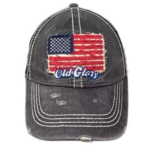 Wild Wear Trucker Hat Gray Black One Size Snapback Old Glory American Flag Patch
